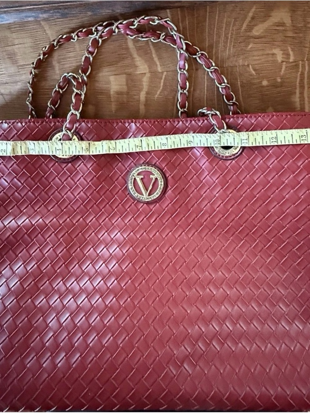 VTG Y2K Vera New York  Vera Wang Red Basket Weave Shoulder Bag 13.5Wx10Hx5.5D - Picture 4 of 15